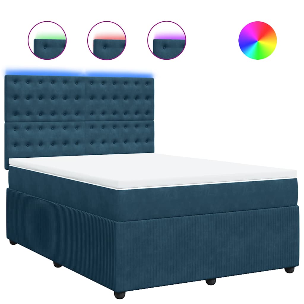 Krevet box spring s madracem plavi 160 x 200 cm baršunasti