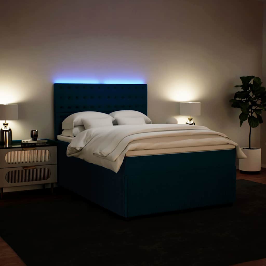 Krevet box spring s madracem plavi 160 x 200 cm baršunasti