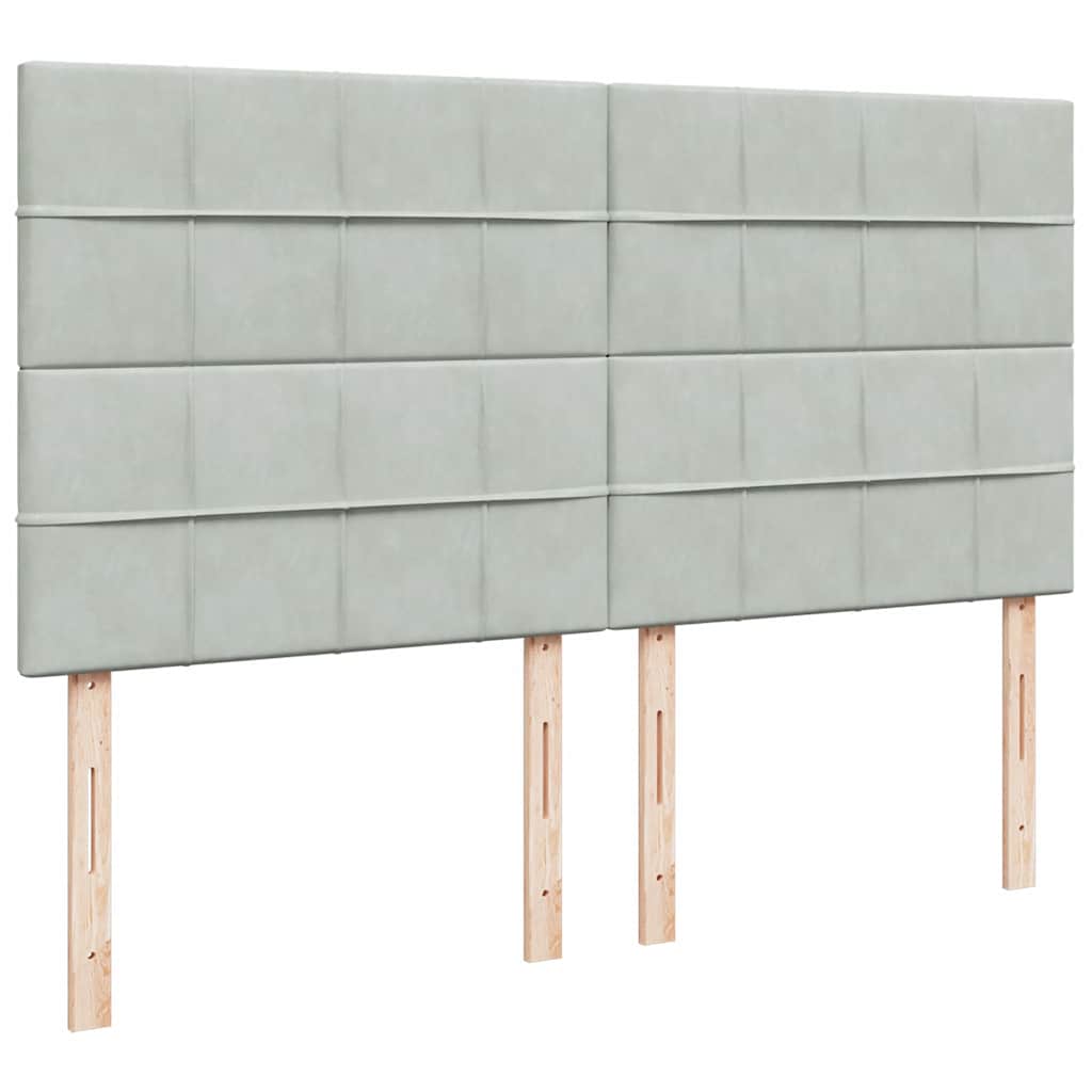 Krevet s oprugama i madracem svjetlosivi 180x200 cm baršunasti
