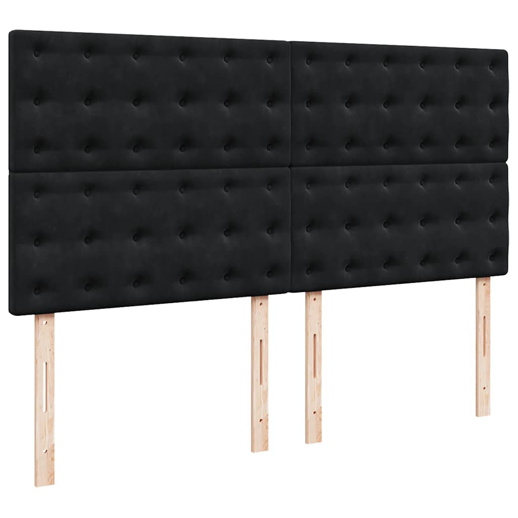 Krevet s oprugama i madracem crni 200x200 cm baršunasti