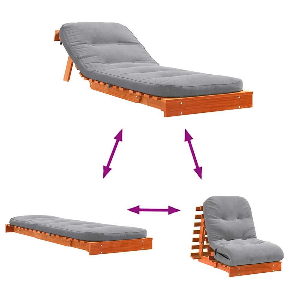 Futon na razvlačenje s madracem smeđi 70 x 206 x 11 cm borovina