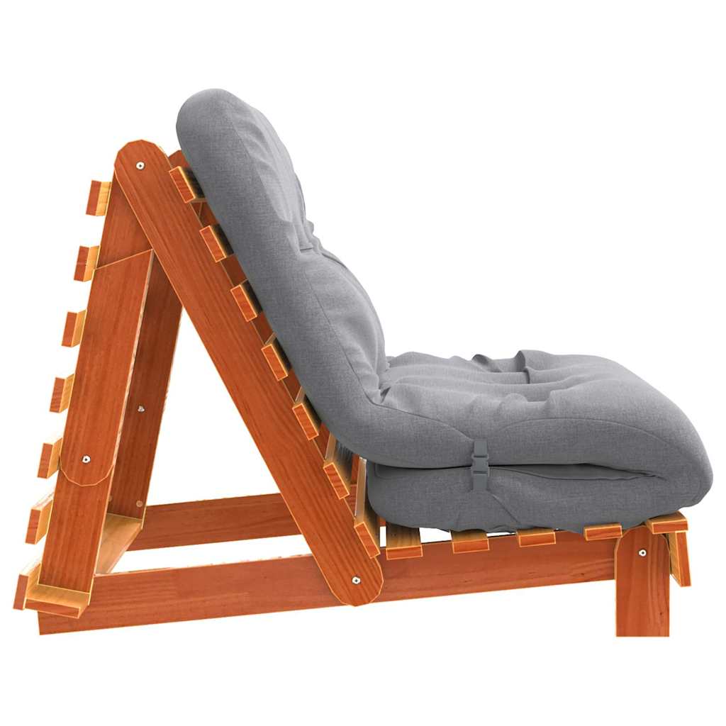 Futon na razvlačenje s madracem smeđi 80 x 206 x 11 cm borovina