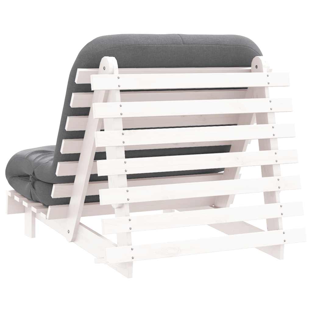 Futon na razvlačenje s madracem bijeli 90x206x11 cm borovina