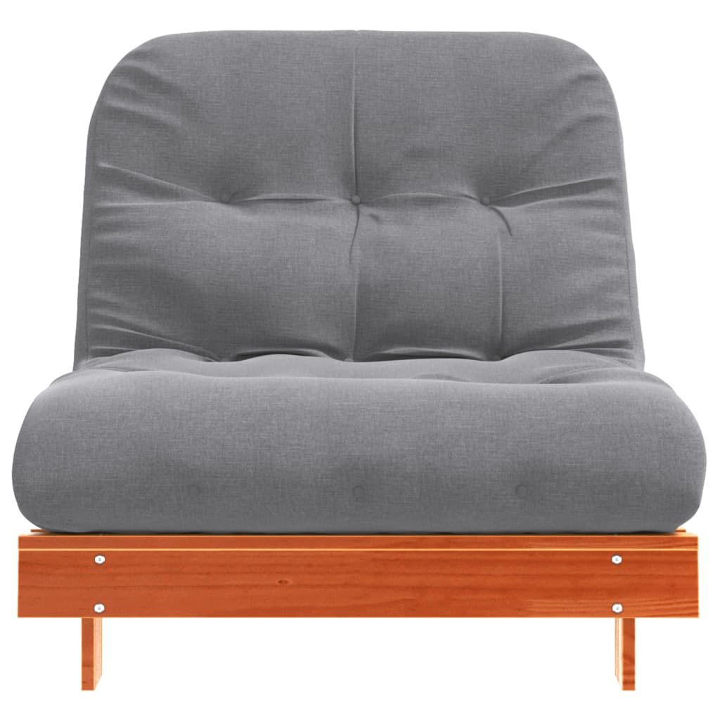 Futon na razvlačenje s madracem smeđi 90 x 206 x 11 cm borovina