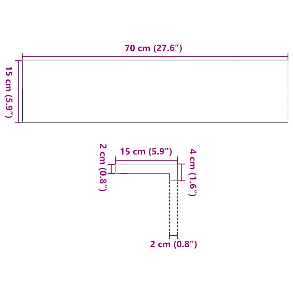 Prozorske klupice 2 kom tamnosmeđe 70x15x2 cm masivne hrast