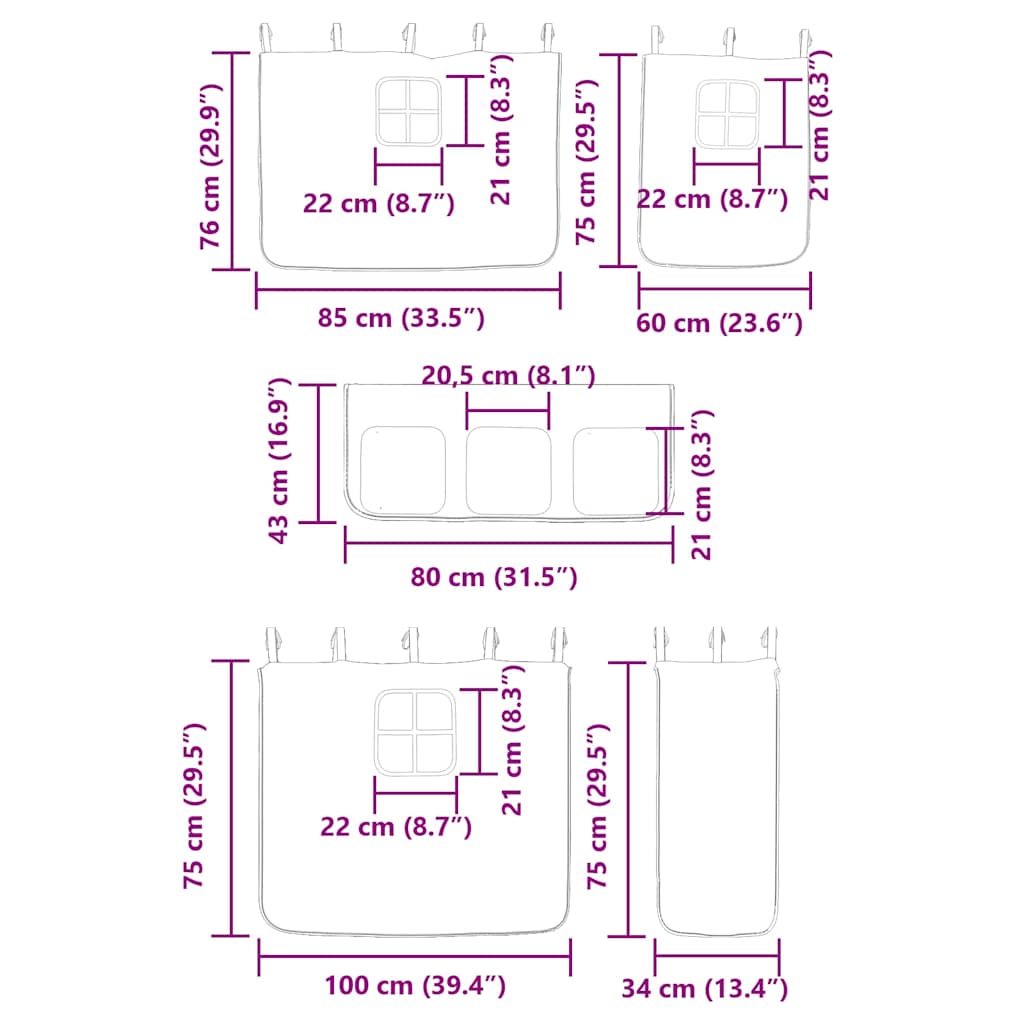 Krevet na kat s toboganom i zavjesama plavi 80 x 200 cm