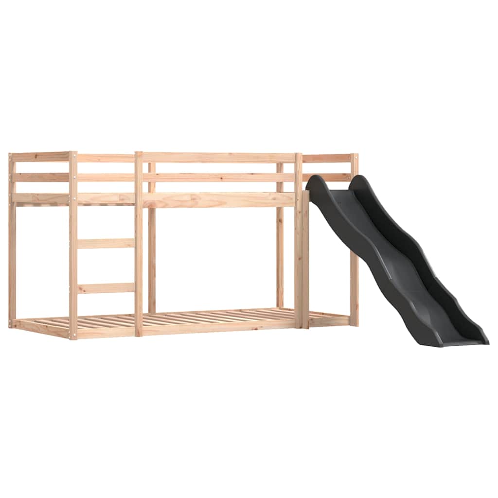 Krevet na kat s toboganom i zavjesama plavi 90 x 190 cm