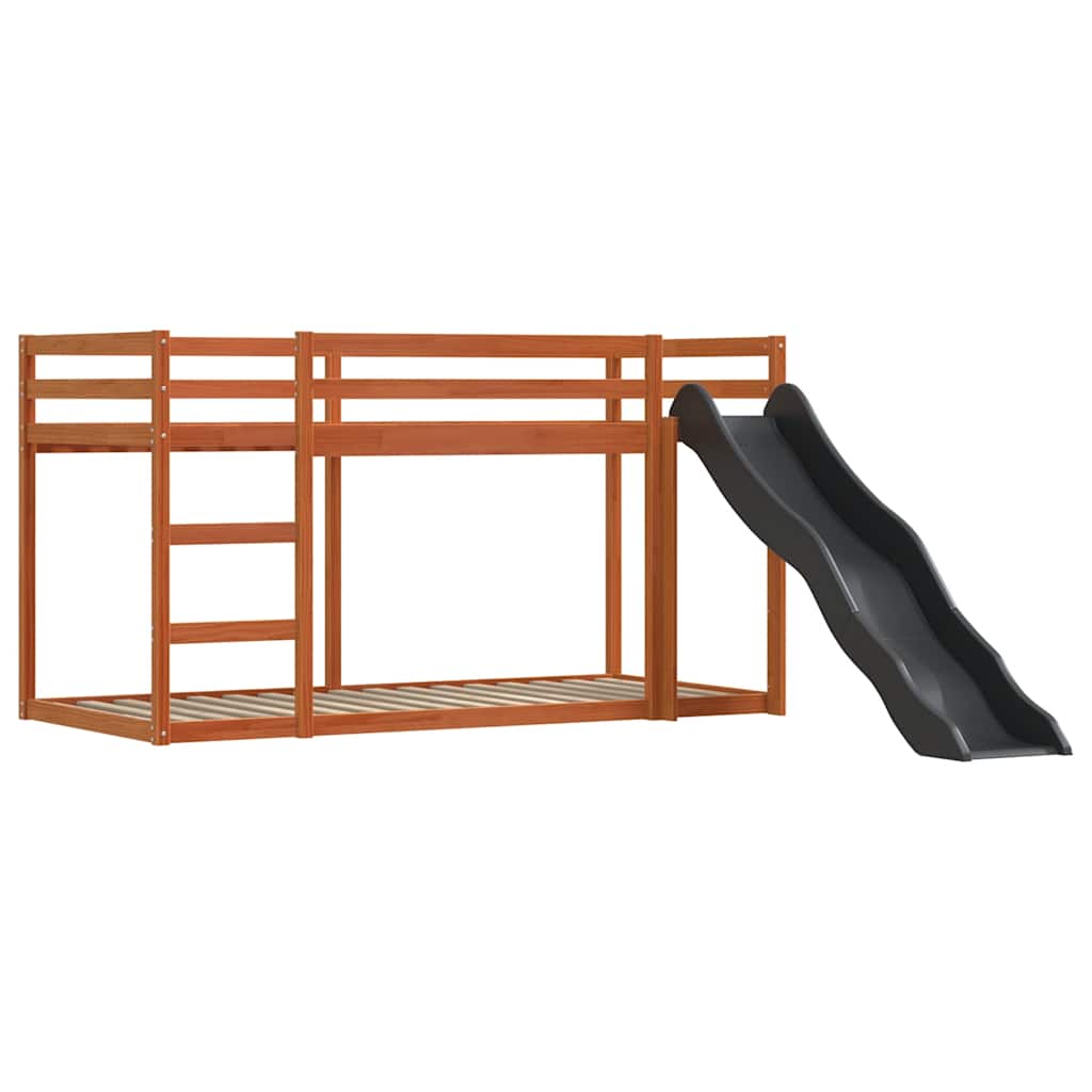 Krevet na kat s toboganom i zavjesama bijelo-crni 90 x 200 cm