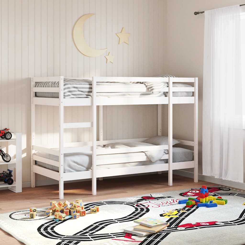 Krevet na kat bijeli 90 x 190 cm od masivne borovine