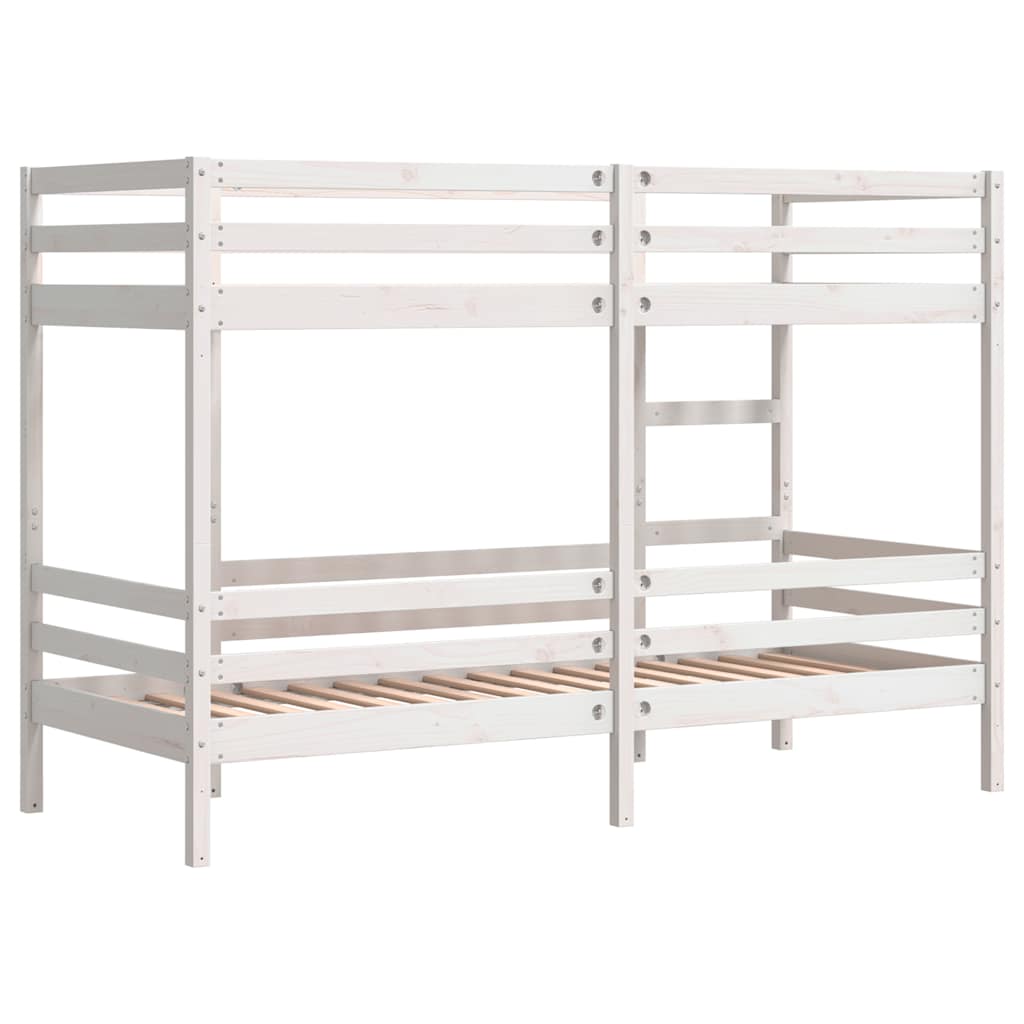 Krevet na kat bijeli 75 x 190 cm od masivne borovine