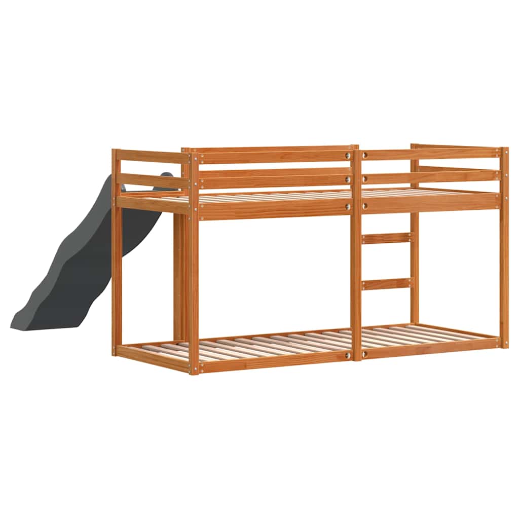Krevet na kat s toboganom i ljestvama 75x190 cm od borovine