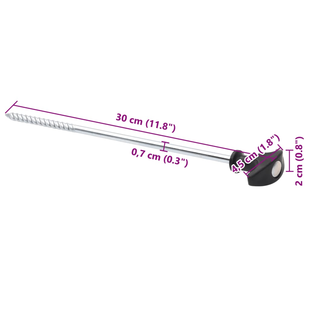 Klinovi za šator 12 kom 30 cm Ø 7 mm od pocinčanog čelika