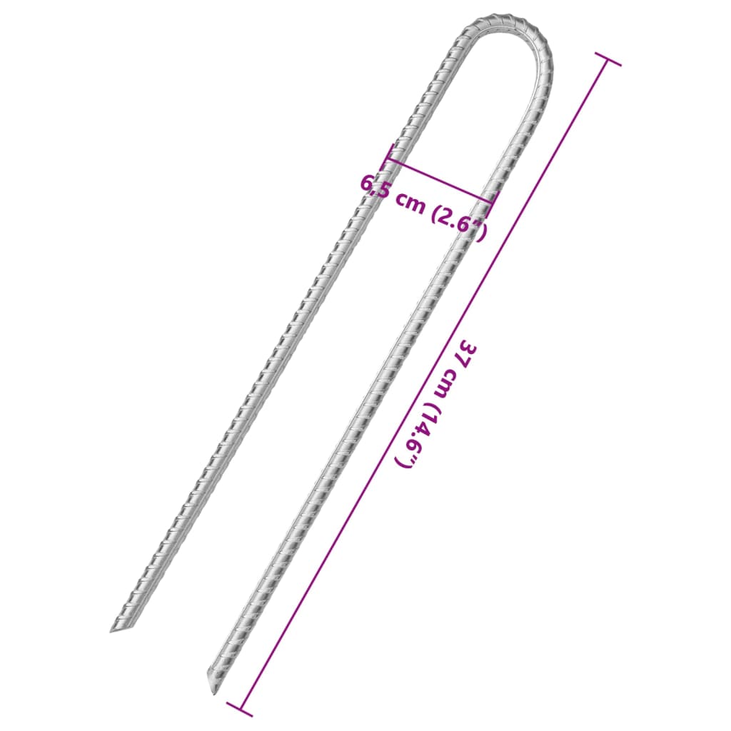 Klinovi za šator U-oblika 6 kom 37 cm Ø 10 mm pocinčani čelik
