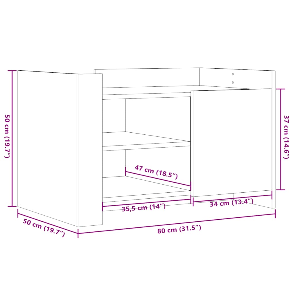 Stolić za kavu boja hrasta 80 x 50 x 50 cm konstruirano drvo