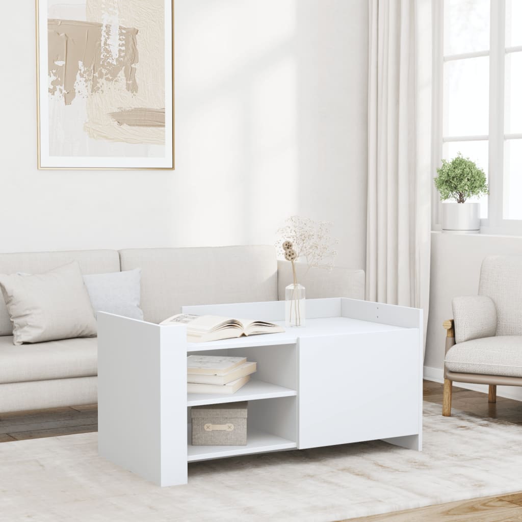 Stolić za kavu bijeli 100 x 50 x 50 cm od konstruiranog drva