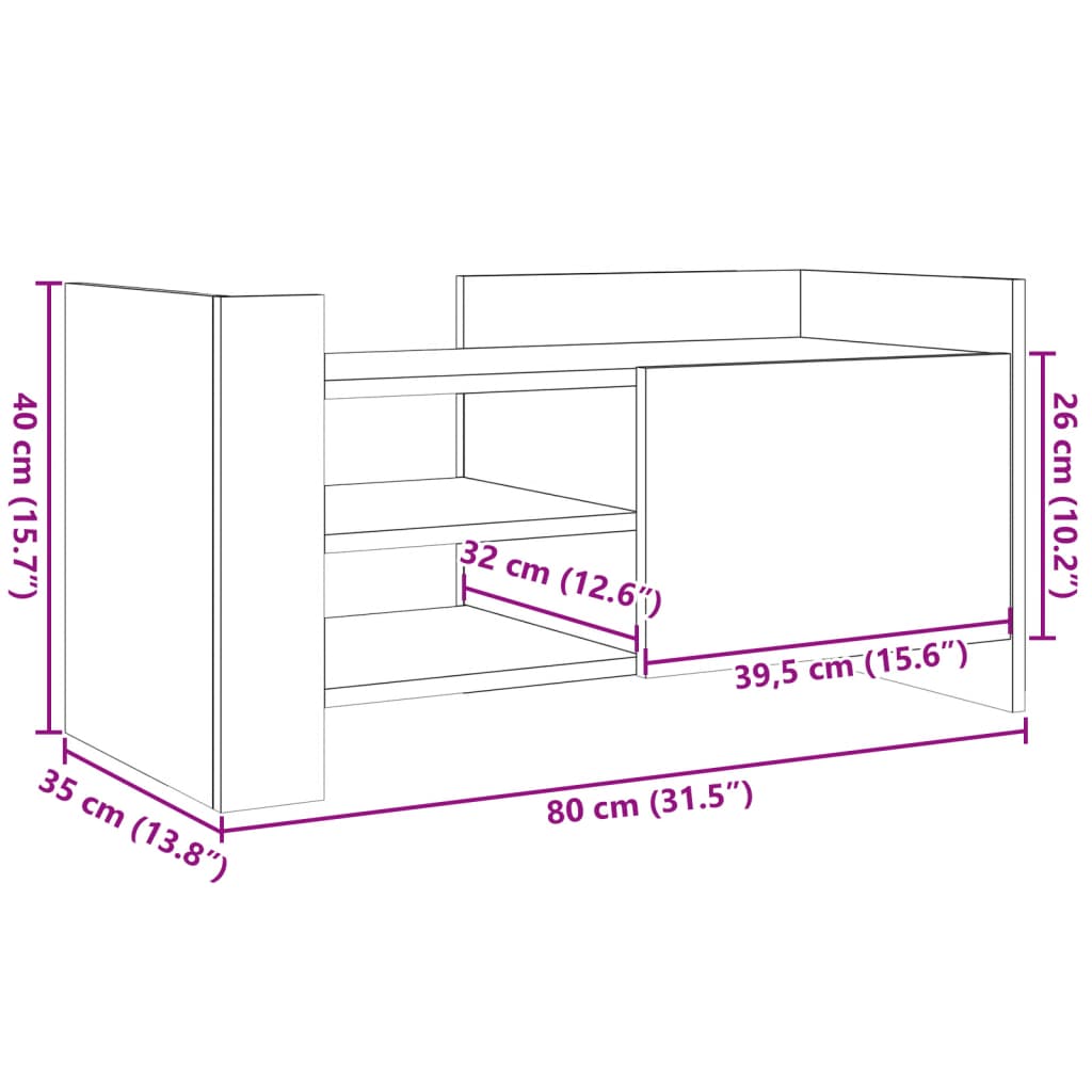 TV ormarić smeđa boja hrasta 80x35x40 cm konstruirano drvo