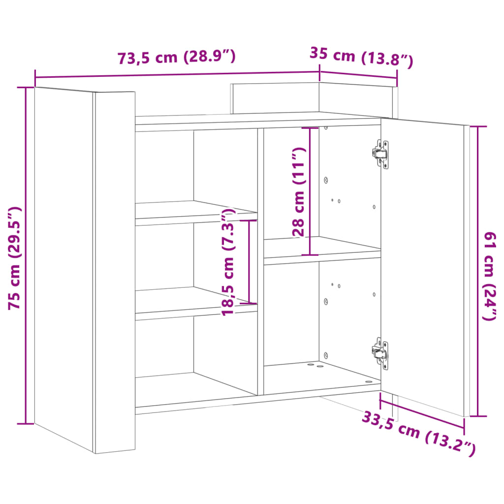 Komoda boja hrasta sonome 73,5x35x75 cm konstruirano drvo