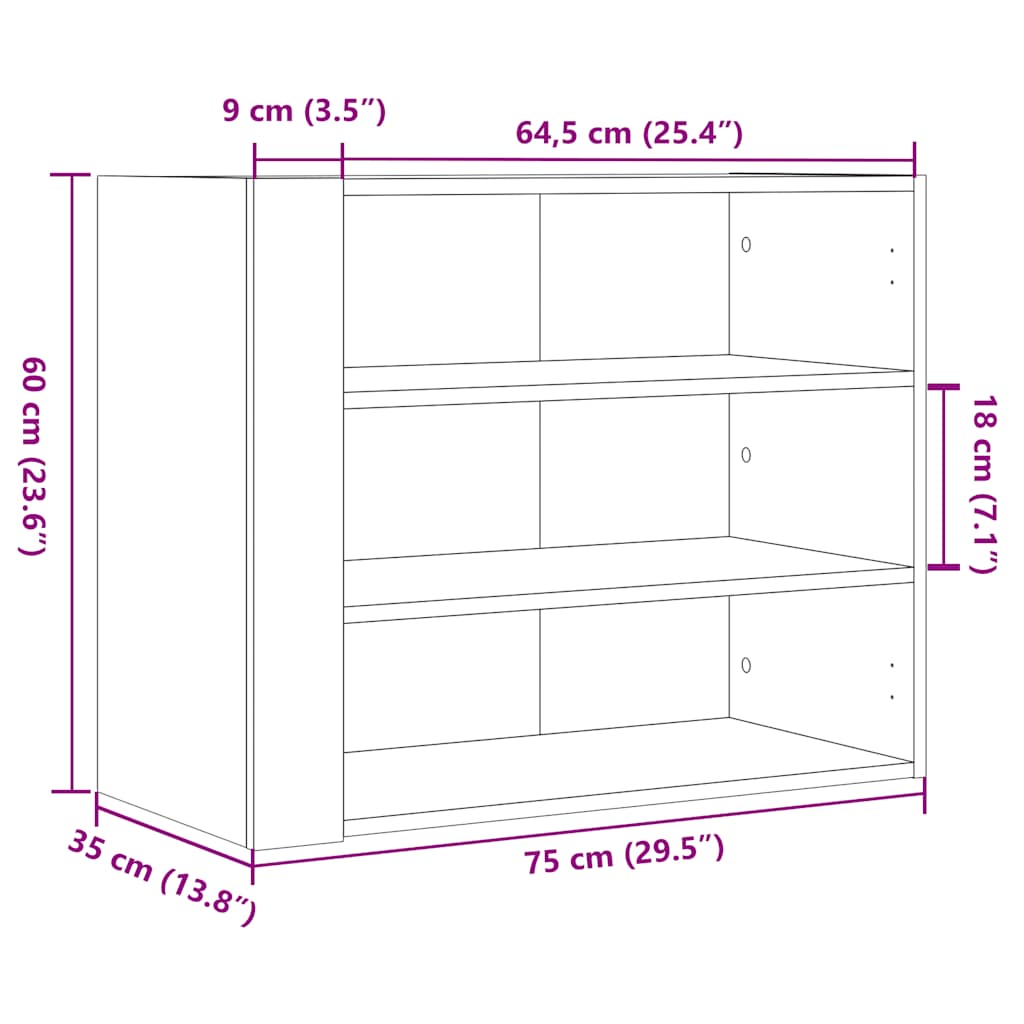 Zidni ormarić crni 75 x 35 x 60 cm od konstruiranog drva