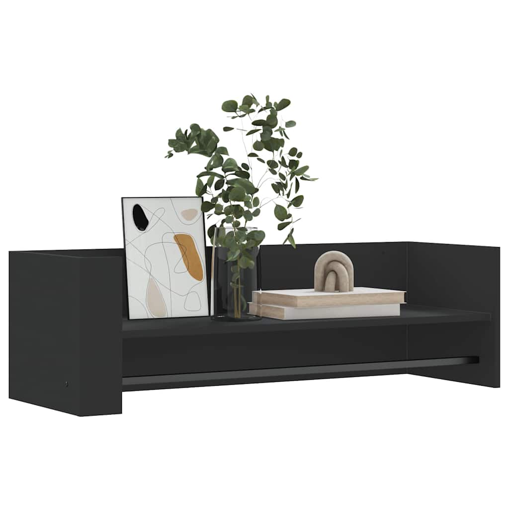 Zidna polica crna 100 x 35 x 30,5 cm od konstruiranog drva