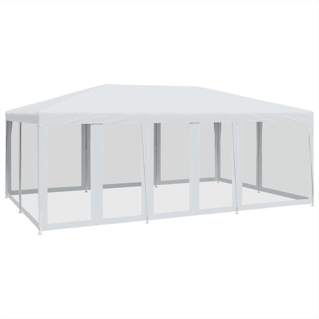 Šator za zabave s 10 mrežasta bočna zida bijeli 6x4 m HDPE
