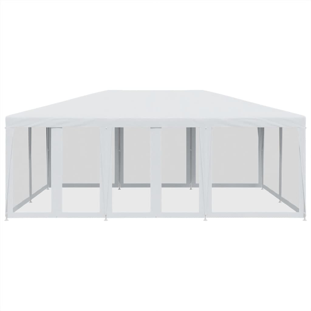 Šator za zabave s 10 mrežasta bočna zida bijeli 6x4 m HDPE