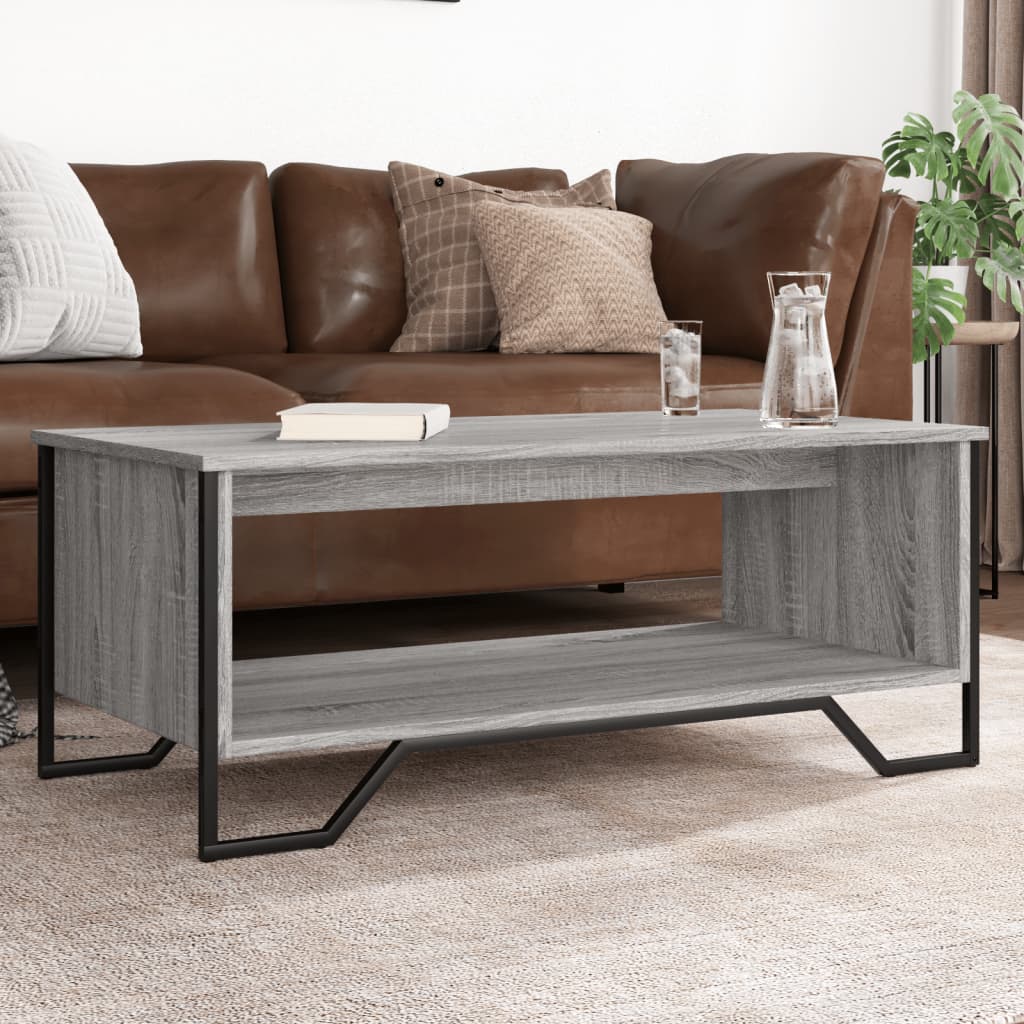 Stolić za kavu siva boja hrasta 100x51x40 cm konstruirano drvo
