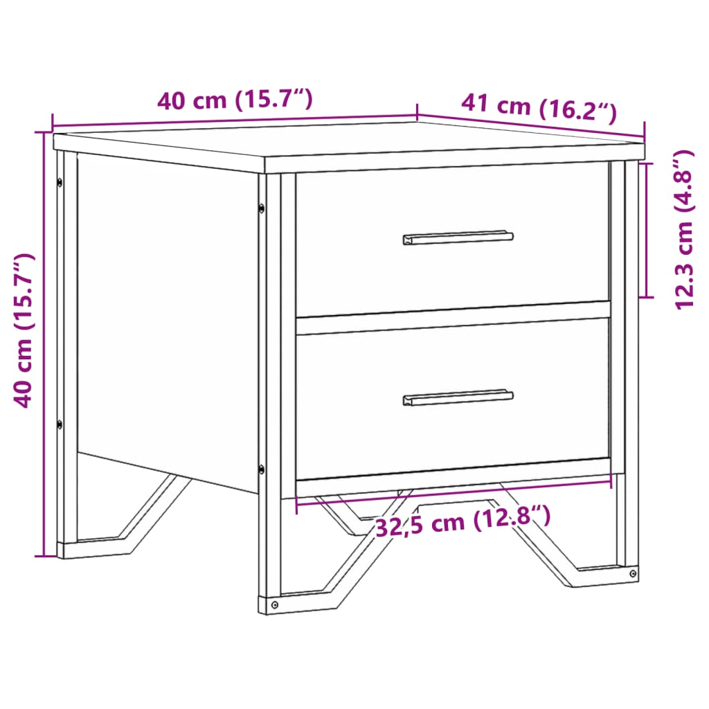 Noćni ormarići 2 kom crni 40 x 41 x 40 cm od konstruiranog drva