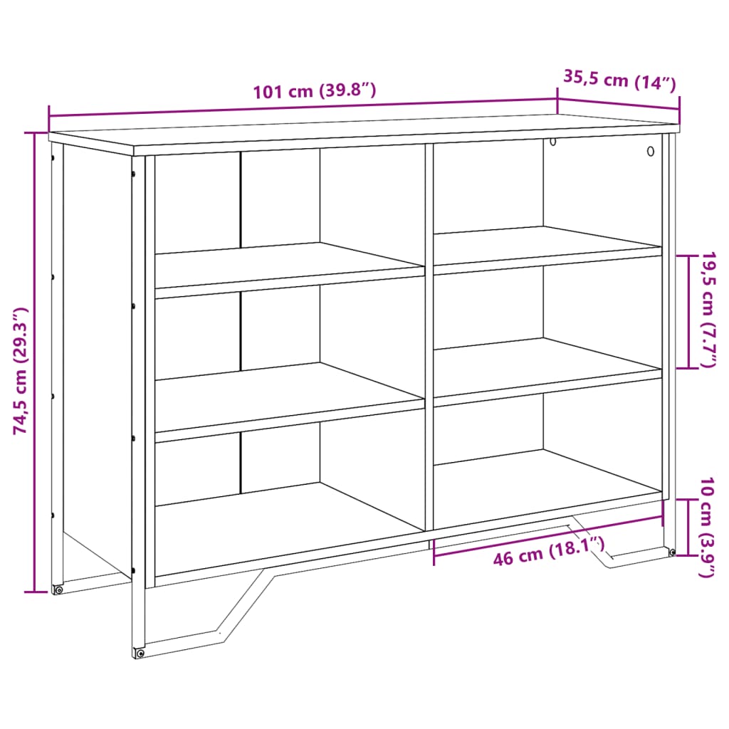 Komoda boja smeđeg hrasta 101x35,5x74,5 cm konstruirano drvo
