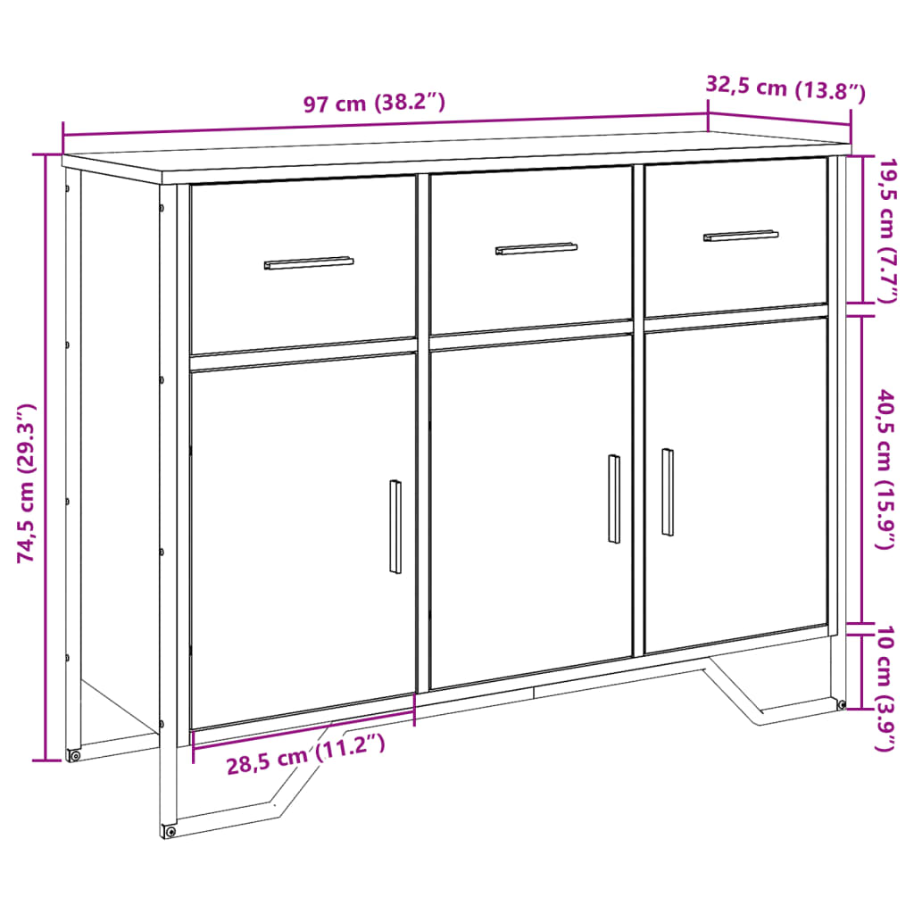 Komoda boja hrasta sonome 97x32,5x74,5 cm od konstruiranog drva