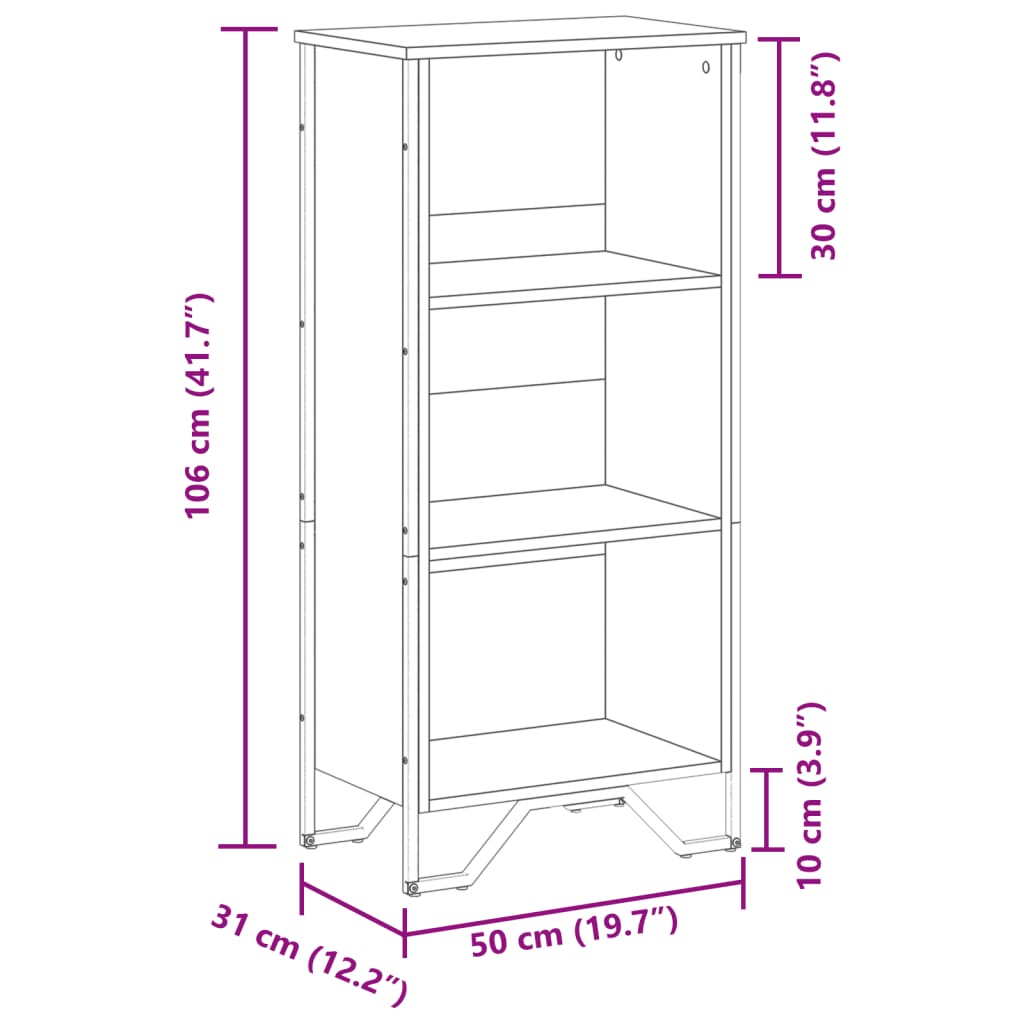 Regal za knjige boja hrasta 50x31x106 cm od konstruiranog drva