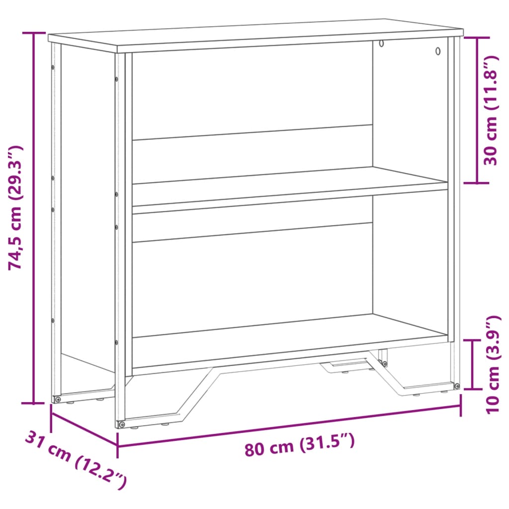 Regal za knjige boja hrasta 80x31x74,5 cm konstruirano drvo