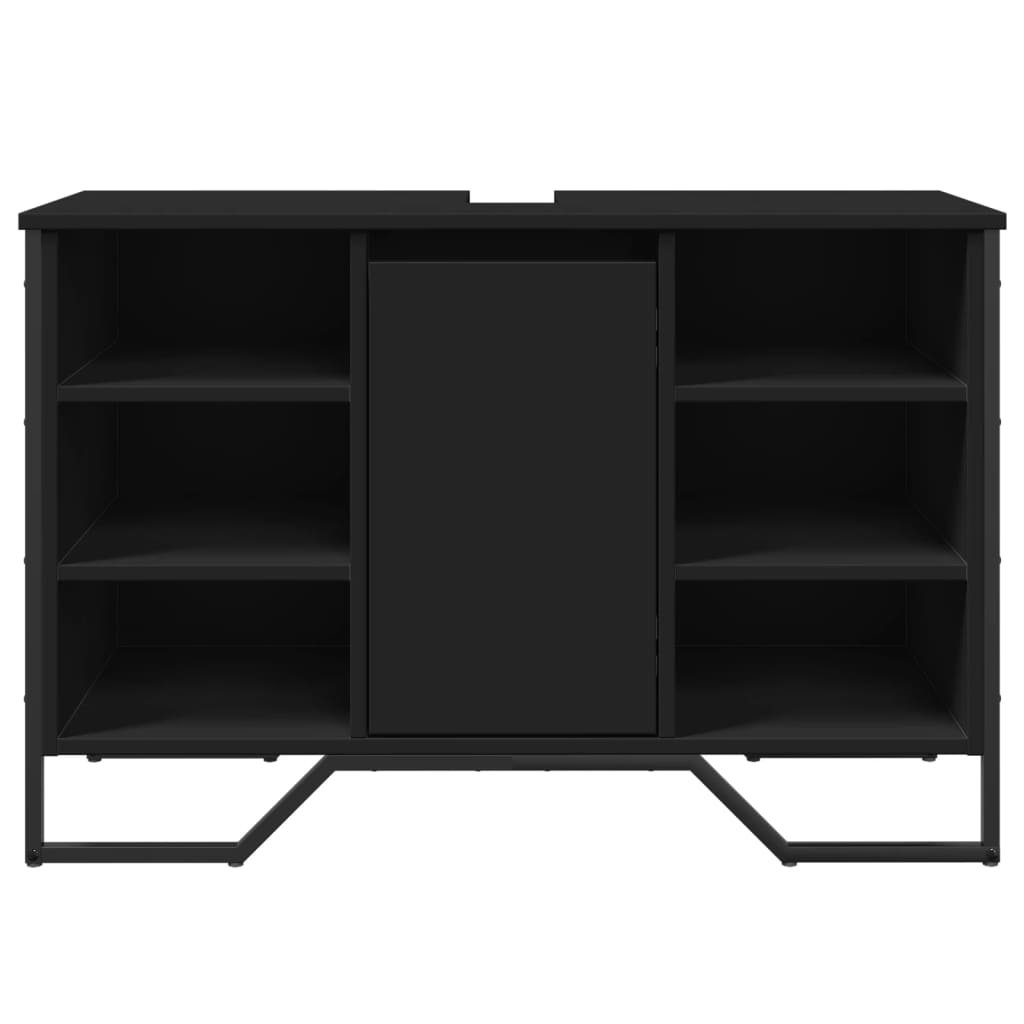Ormarić za umivaonik crni 91 x 35 x 60 cm konstruirano drvo