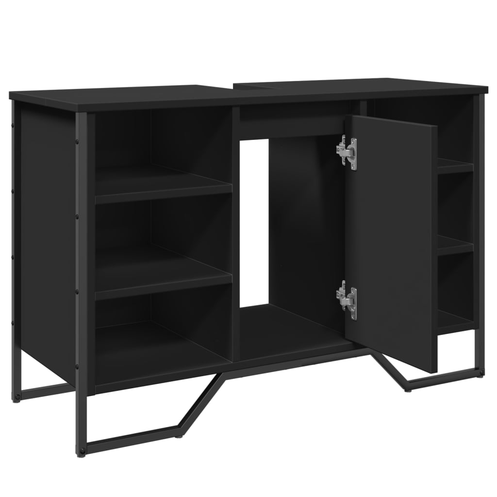 Ormarić za umivaonik crni 91 x 35 x 60 cm konstruirano drvo