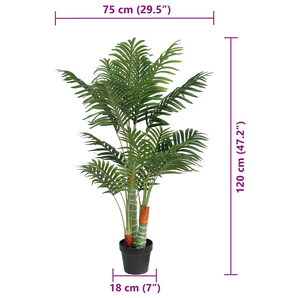Umjetna palma s 3 debla zelena 120 cm PP