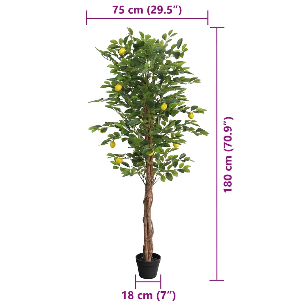 Umjetno stablo limuna s 3 debla zeleno 180 cm PP