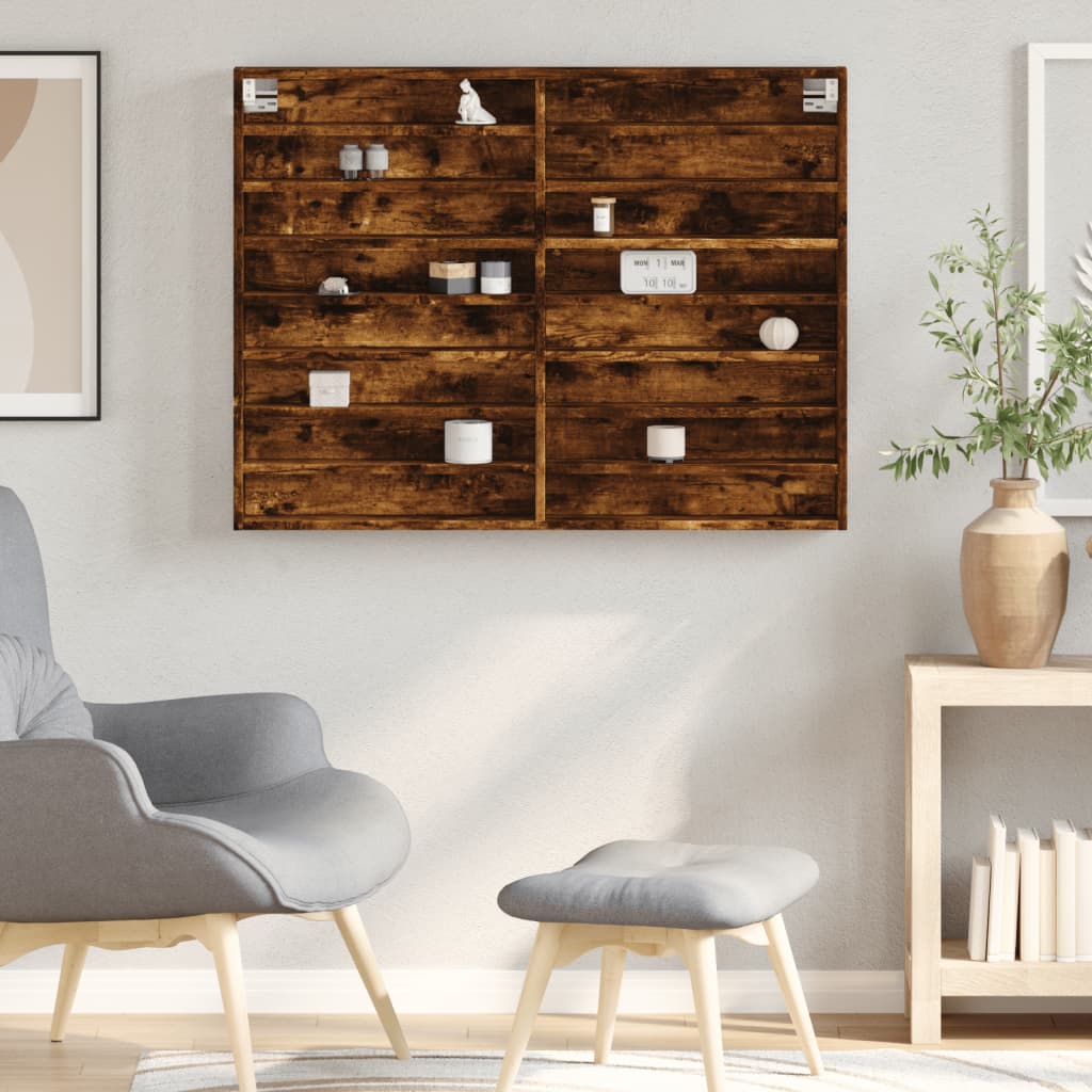 Vitrina boja dimljenog hrasta 100x8,5x75 cm drvena