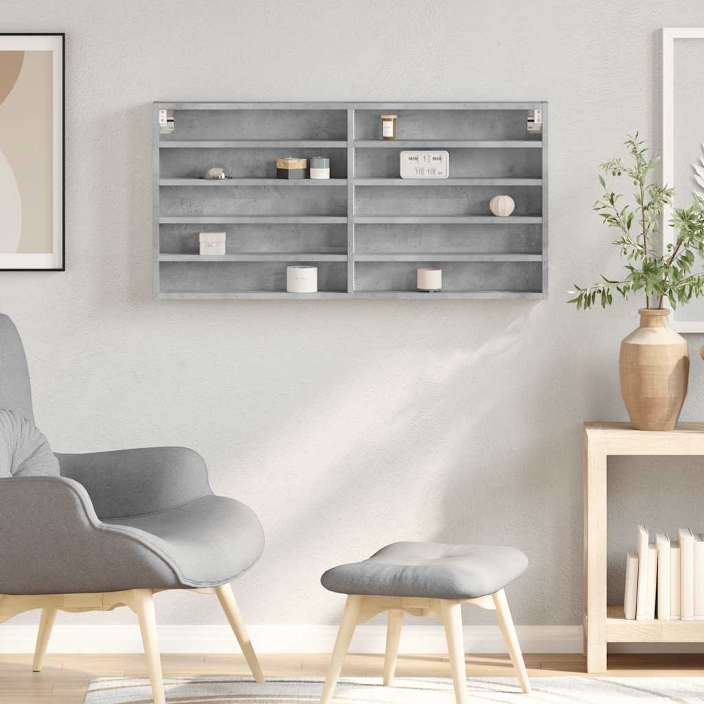 Vitrina siva boja betona 100x8,5x50 cm konstruirano drvo