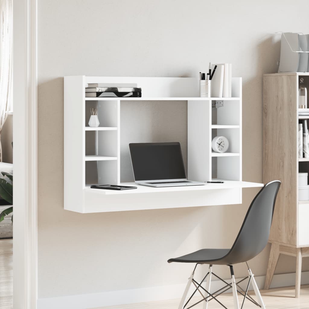 Zidni radni stol bijeli 105 x 48 x 75 cm od konstruiranog drva