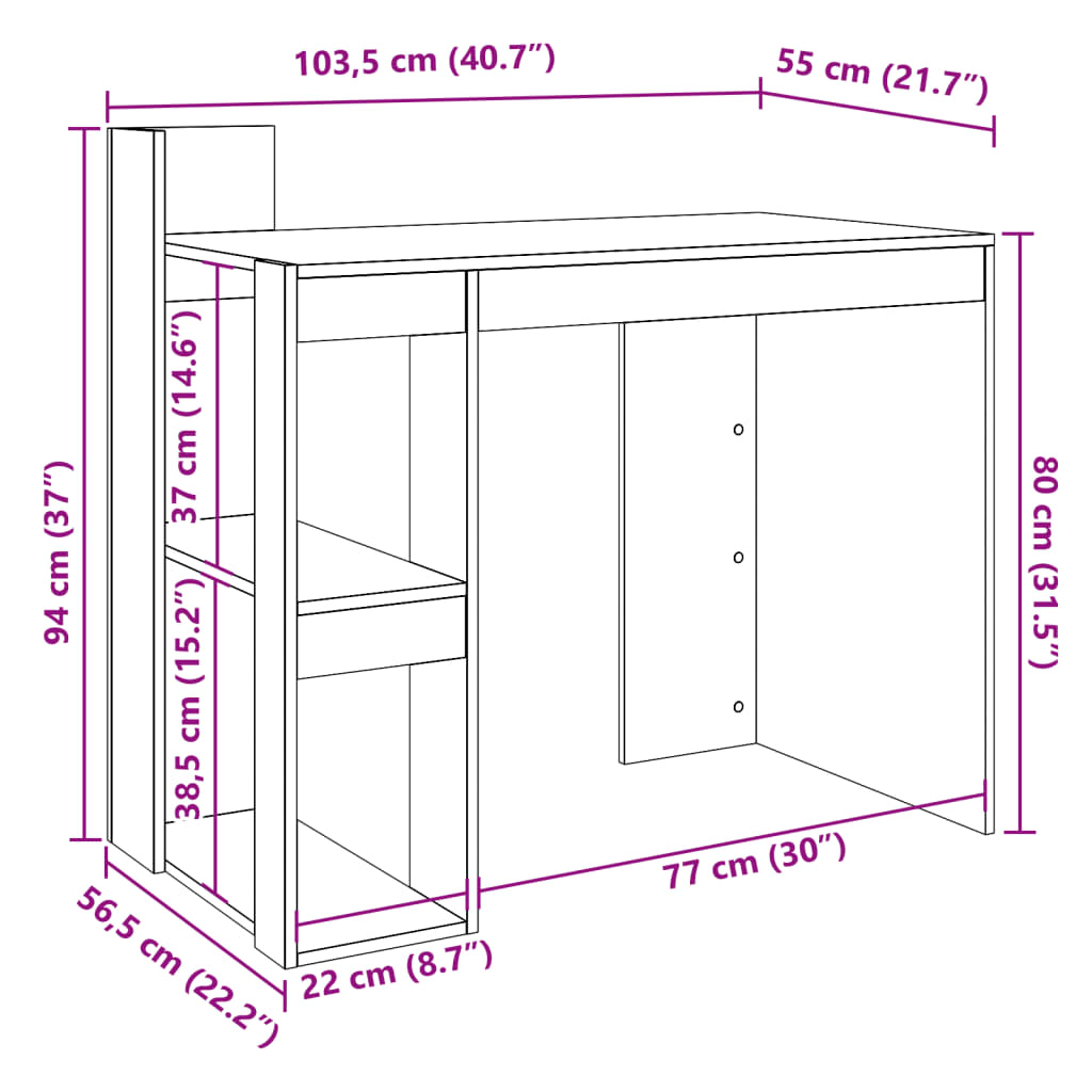 Uredski stol boja smeđeg hrasta 103,5x56,5x94 cm drveni