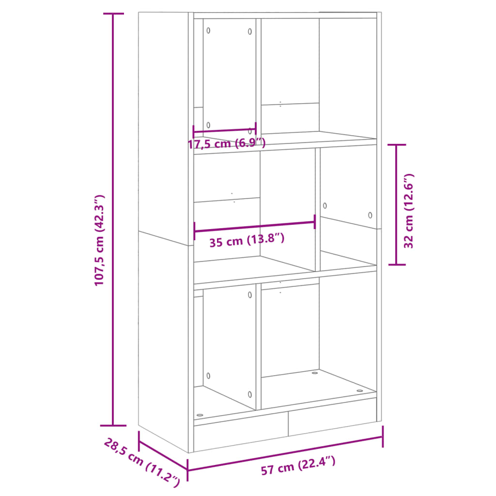 Regal za knjige bijeli 57 x 28,5 x 107,5 cm konstruirano drvo