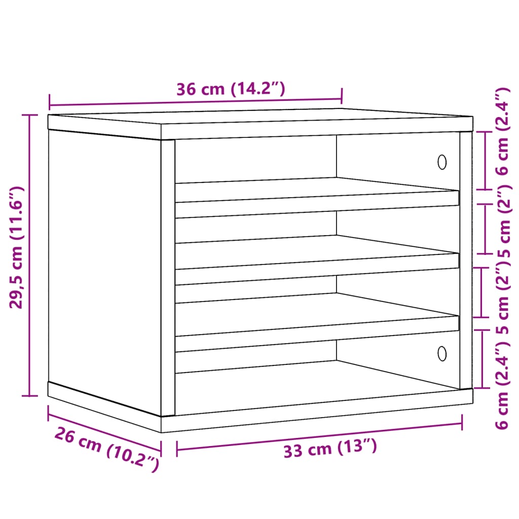 Organizator za stol bijeli 36 x 26 x 29,5 cm konstruirano drvo