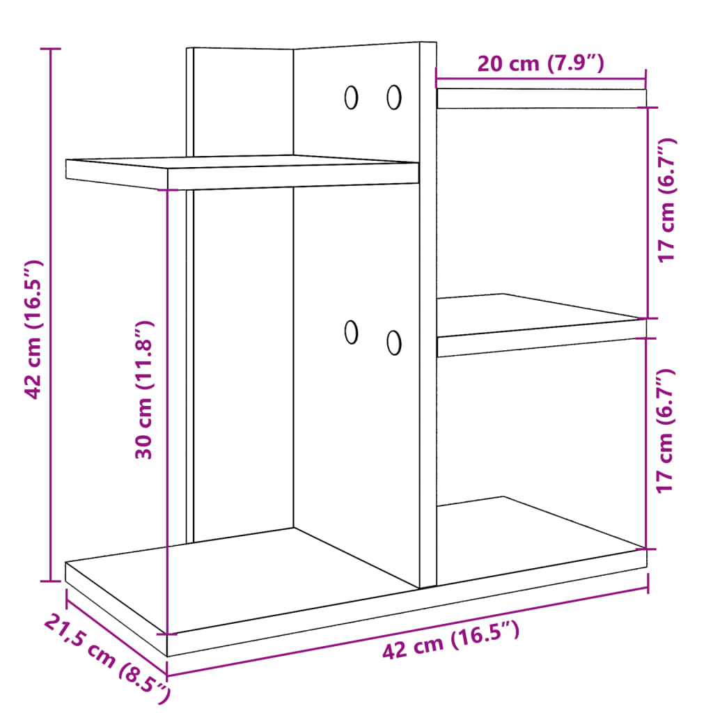 Organizator za stol boja hrasta 42x21,5x42 cm konstruirano drvo