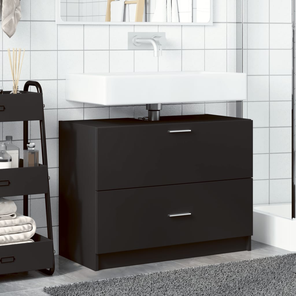 Ormarić za umivaonik crni 78 x 37 x 59 cm od konstruiranog drva