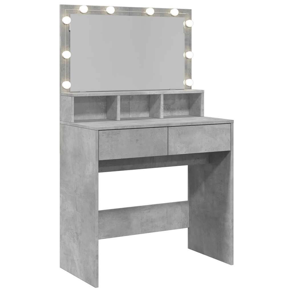 Toaletni stolić s LED svjetlima siva boja betona 80x41x134,5 cm