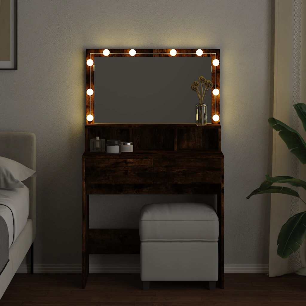 Toaletni stolić LED boja dimljenog hrasta 80x41x134,5 cm