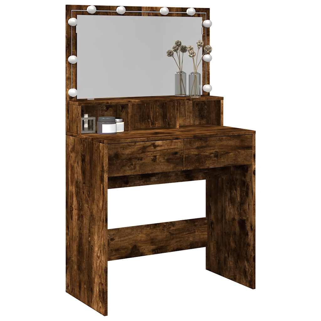 Toaletni stolić LED boja dimljenog hrasta 80x41x134,5 cm