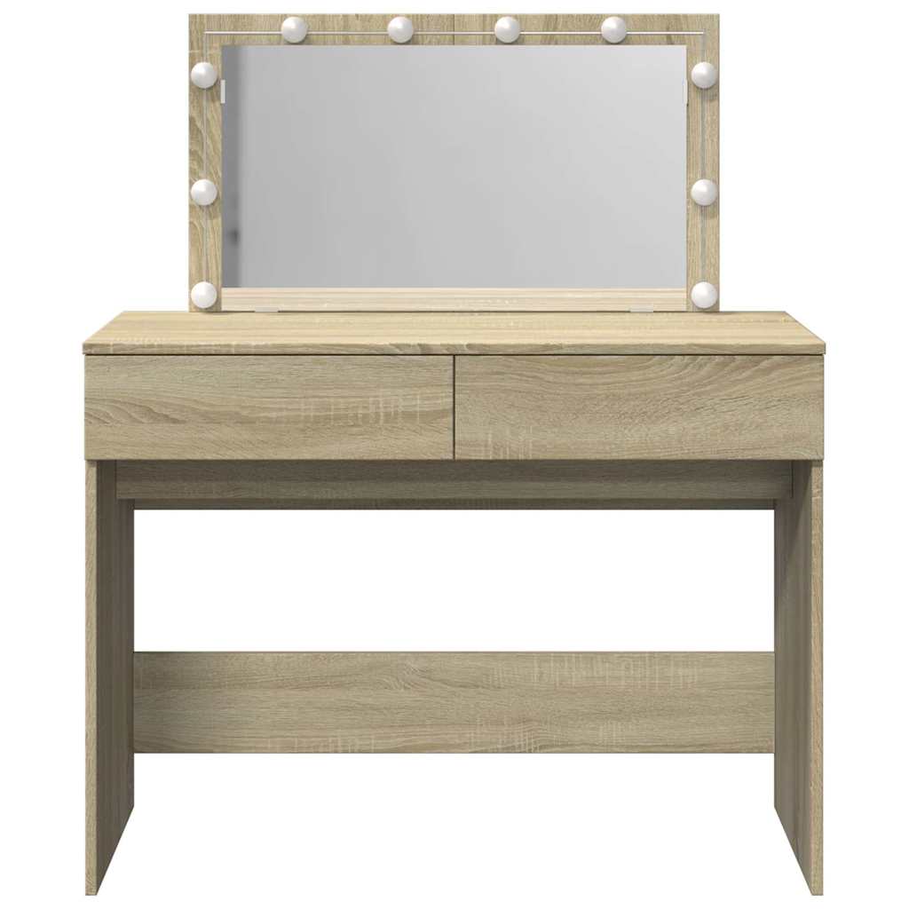Toaletni stolić s LED svjetlima boja hrasta 100x40x120 cm