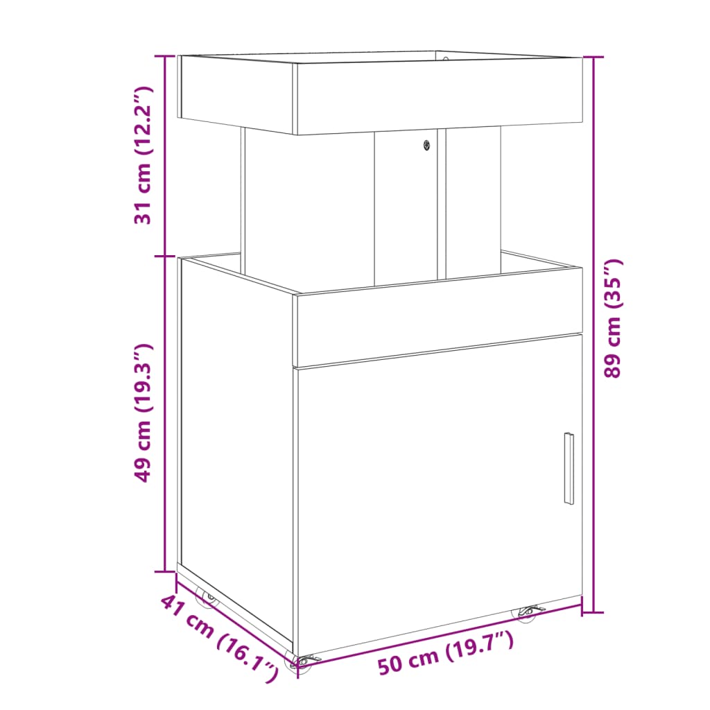 Barska kolica siva boja betona 50x41x89 cm konstruirano drvo