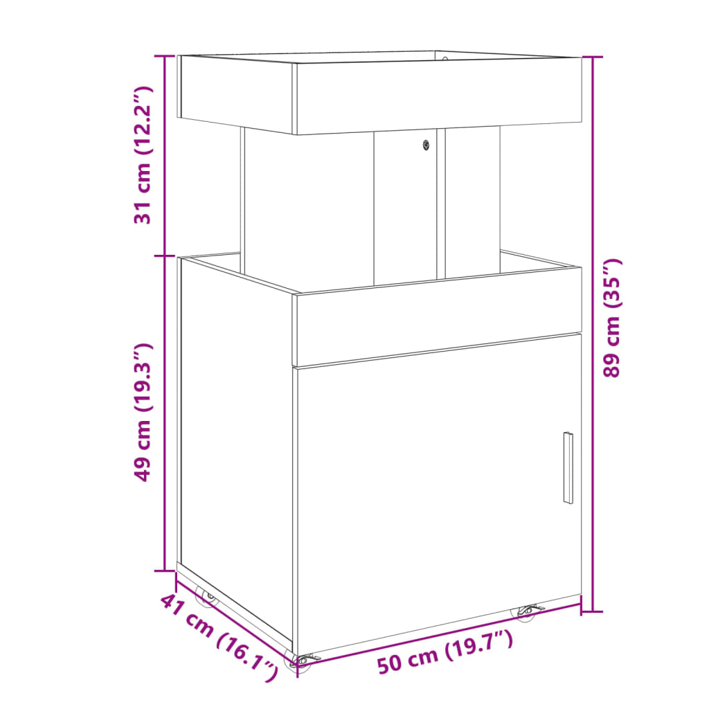 Barska kolica boja hrasta 50 x 41 x 89 cm konstruirano drvo