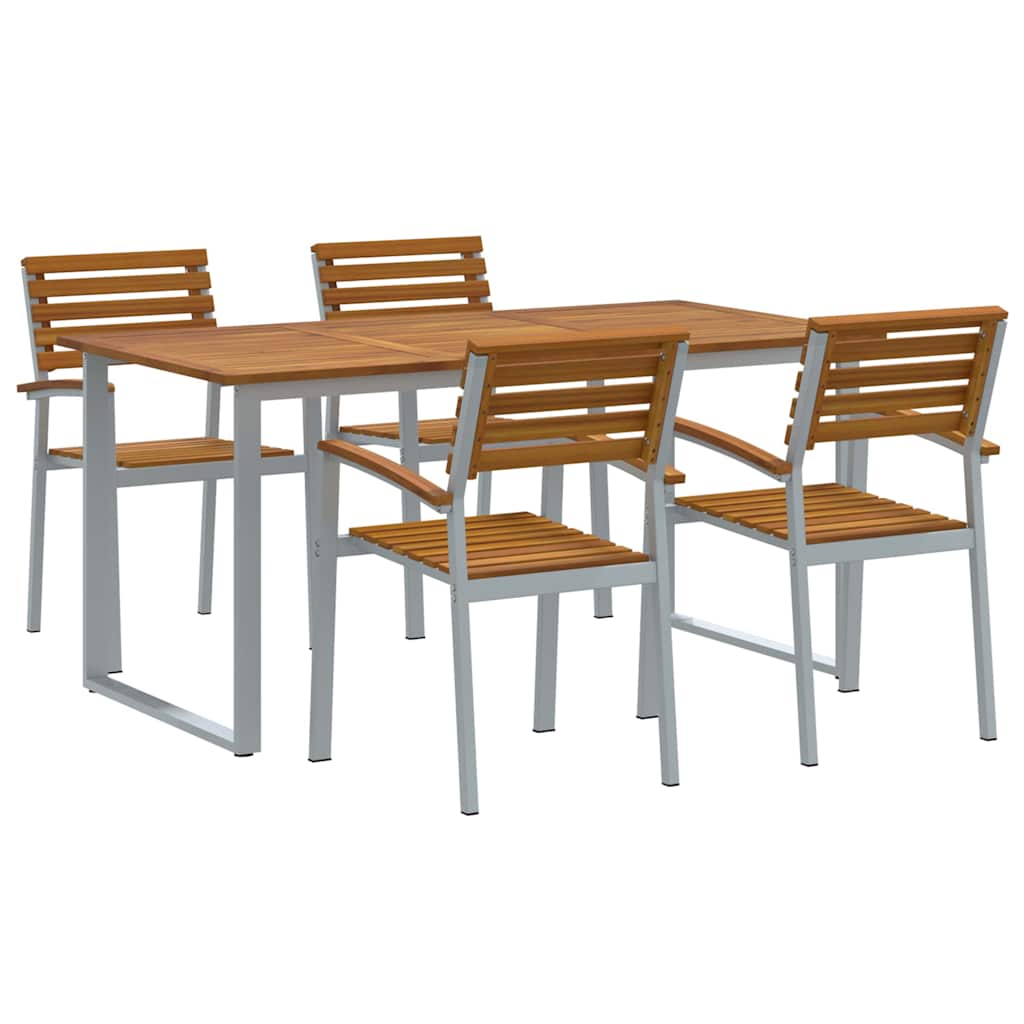 Vrtni set za objed 5 pcs Siva Čvrsto drvo akacije